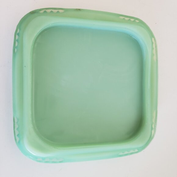 Vintage Fantasy Jadeite Green Canister With Lid 7” Cottage Core Grandma Core - Picture 7 of 8